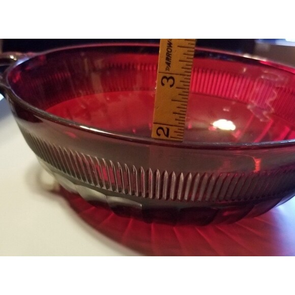 Vintage coronation royal ruby glass fruit bowl by anchor hocking - Picture 9 of 12
